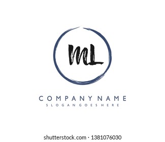initials letter ML handwriting logo vector template