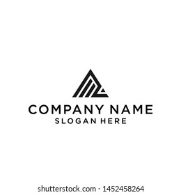 initials letter ml triangle logo design vector illustration template