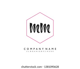 initials letter MM handwriting logo vector template