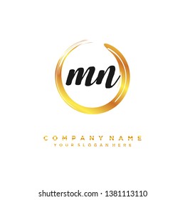 initials letter MN handwriting logo vector template