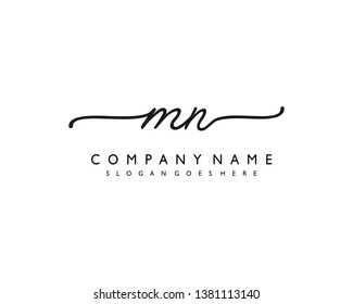 initials letter MN handwriting logo vector template
