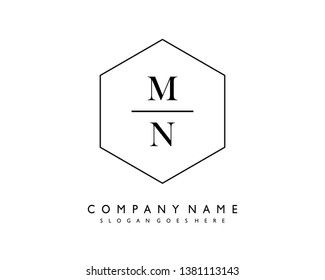 initials letter MN handwriting logo vector template