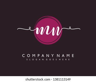 initials letter MN handwriting logo vector template