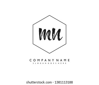 initials letter MN handwriting logo vector template