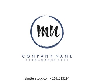 initials letter MN handwriting logo vector template