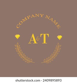 Initials AT letter monogram diamond gold company luxury