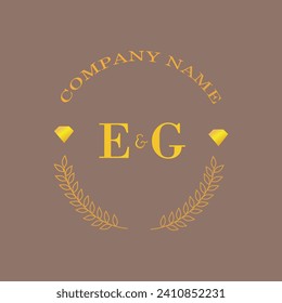 Initials EG letter monogram diamond gold company luxury