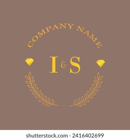Initials IS letter monogram diamond gold company luxury