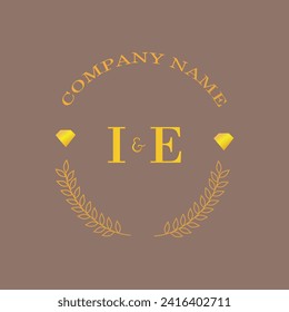 Initials IE letter monogram diamond gold company luxury