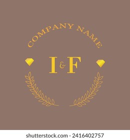 Initials IF letter monogram diamond gold company luxury