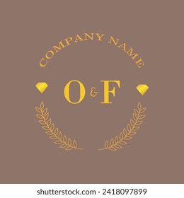 Initials OF letter monogram diamond gold company luxury