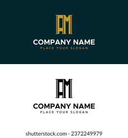 AM Initials Letter Monogram Gold Minimalist Vector Logo