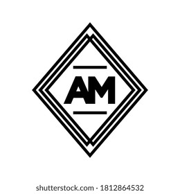 initials letter AM monogram logo on white background