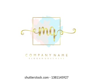 initials letter MQ handwriting logo vector template