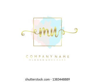 initials letter MU handwriting logo vector template