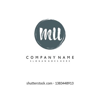 initials letter MU handwriting logo vector template