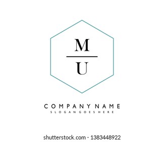 initials letter MU handwriting logo vector template