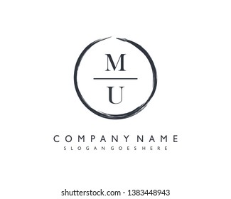 initials letter MU handwriting logo vector template