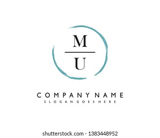 initials letter MU handwriting logo vector template