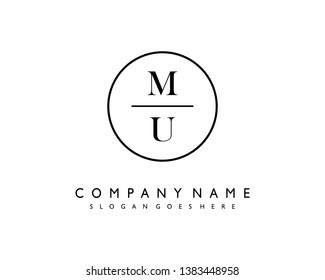 initials letter MU handwriting logo vector template