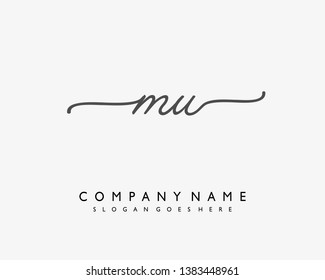 initials letter MU handwriting logo vector template