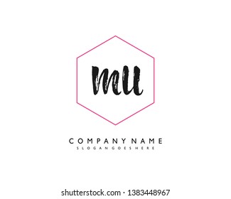 initials letter MU handwriting logo vector template