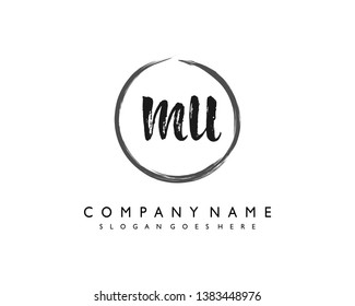 initials letter MU handwriting logo vector template