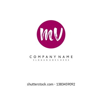 initials letter MV handwriting logo vector template