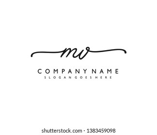 initials letter MV handwriting logo vector template