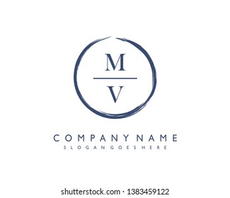 initials letter MV handwriting logo vector template