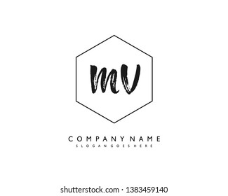 initials letter MV handwriting logo vector template