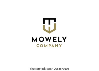 Initials Letter MW Badge Logo Design Vektorgrafik.