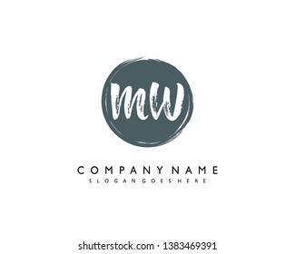initials letter MW handwriting logo vector template