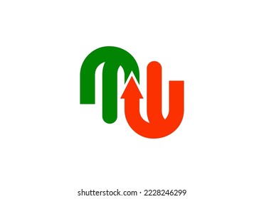Diseño del logotipo de la carta inicial MW para el logotipo de la marca