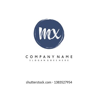 initials letter MX handwriting logo vector template