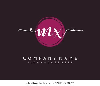 initials letter MX handwriting logo vector template