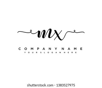 initials letter MX handwriting logo vector template