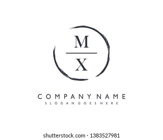 initials letter MX handwriting logo vector template