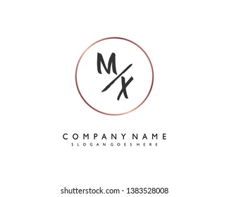initials letter MX handwriting logo vector template