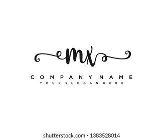 initials letter MX handwriting logo vector template