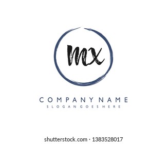 initials letter MX handwriting logo vector template