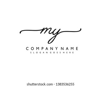 initials letter MY handwriting logo vector template