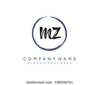 initials letter MZ handwriting logo vector template
