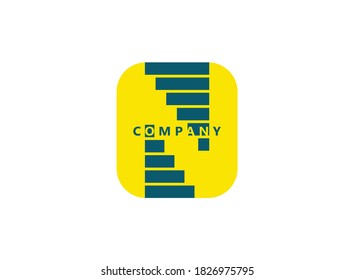 Initials Letter N, Abstract Stairs logotype, flat vector design template element