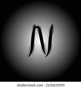 Initials of the letter N with a black freehand drawing