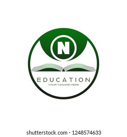 initials letter N ,Education logo, creative vector logo design,education icon,emblem shapes,illustration element