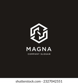 Initials letter N with statistic arrow logo design vector illustration. Letter N suitable for business and management consulting logos