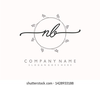 initials letter NB handwriting logo vector template