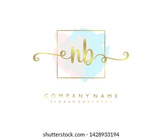 initials letter NB handwriting logo vector template