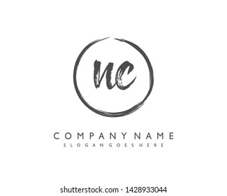 initials letter NC handwriting logo vector template
